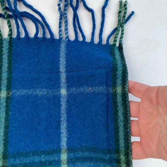Patrick King Woollen Co Merino Wool Pocket Scarf NWT | Blue Green Tartan Gift - Picture 13 of 16